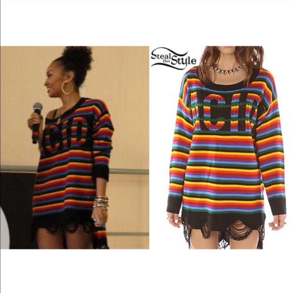 Ultra Rare UNIF ACID Rainbow Striped Sweater Sz S - Picture 3 of 11